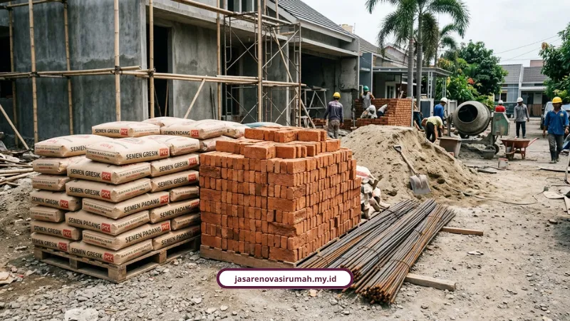 Ilustrasi estimasi biaya renovasi rumah Surabaya per m2 2026