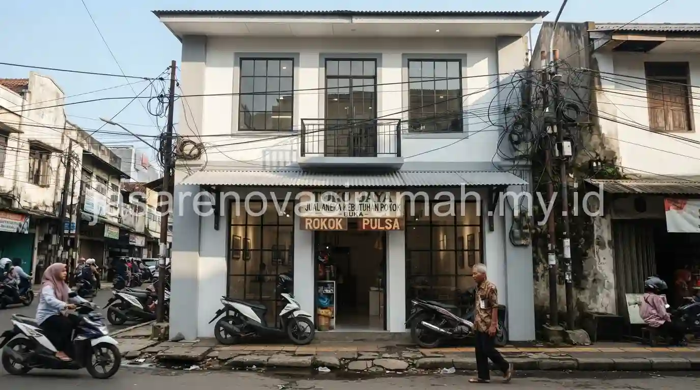 Fasad ruko sebelum dan sesudah renovasi di Bogor