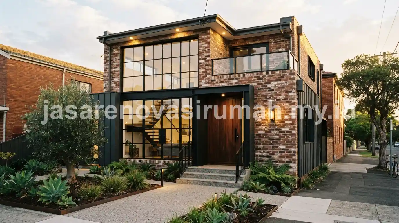 Fasad rumah industrial bata ekspos