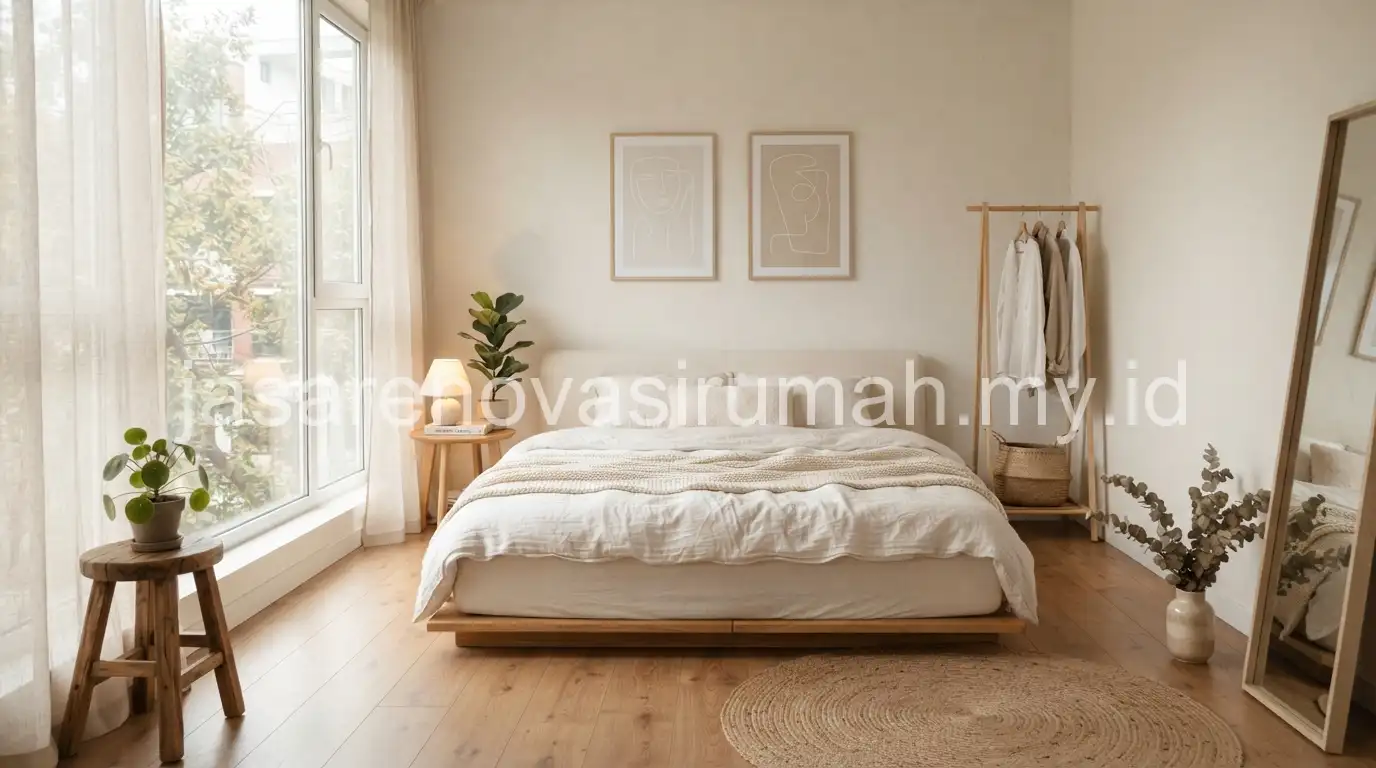 Kamar tidur minimalis Korean style warna netral
