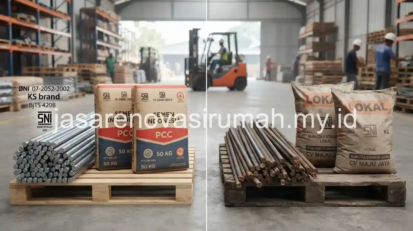 Perbandingan material lokal dan standar SNI