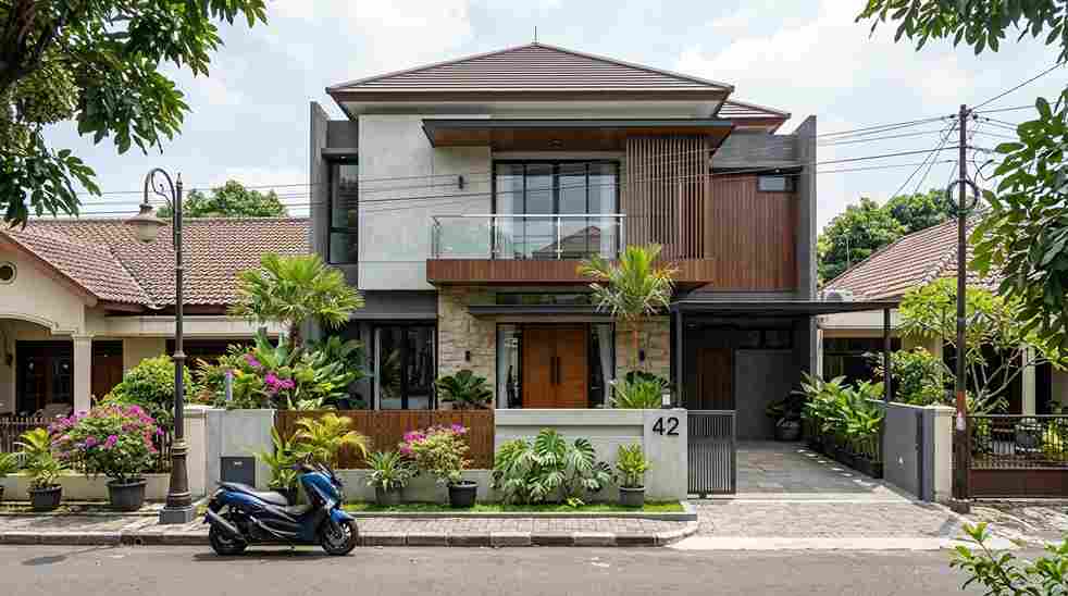 Renovasi fasad rumah di Surabaya