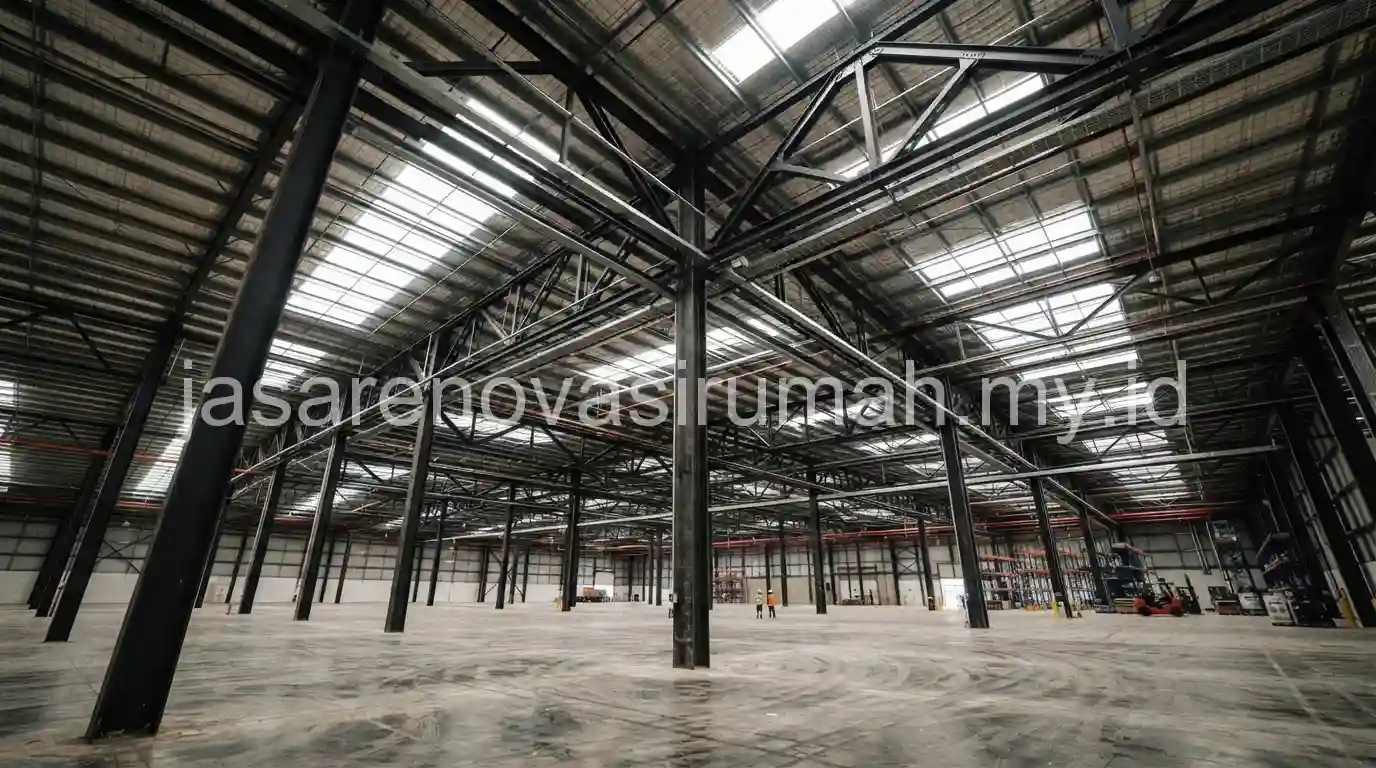 Struktur baja bangunan gudang industri